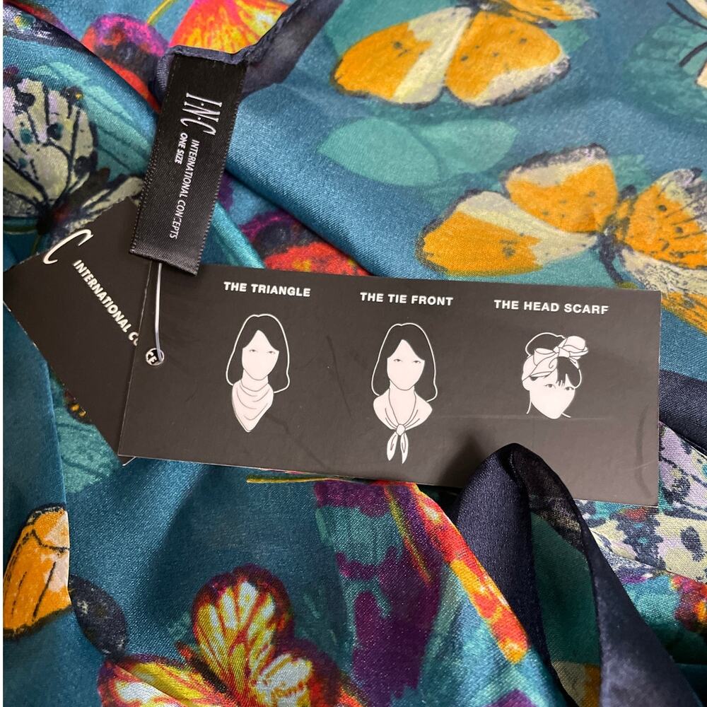 Inc International Concepts Butterfly Kaleidoscope Scarf in Teal NWT - Picture 6 of 16